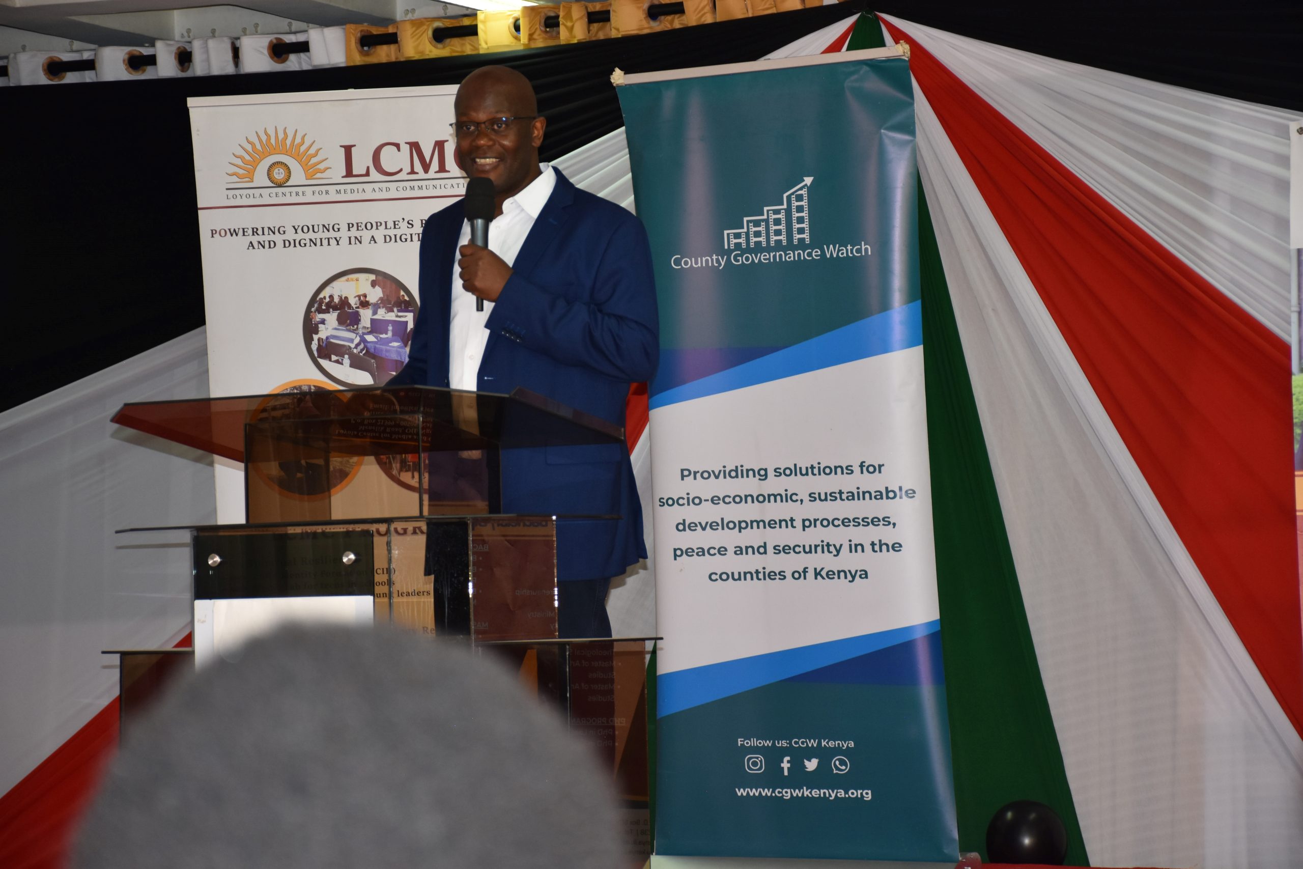 LCMC EXECUTIVE DIRECTOR - DR. ELIAS MOKUA ADDRESSING COUNTY GOVERNMENT WATCH REPRESENTATIVES AT HIPSIR
