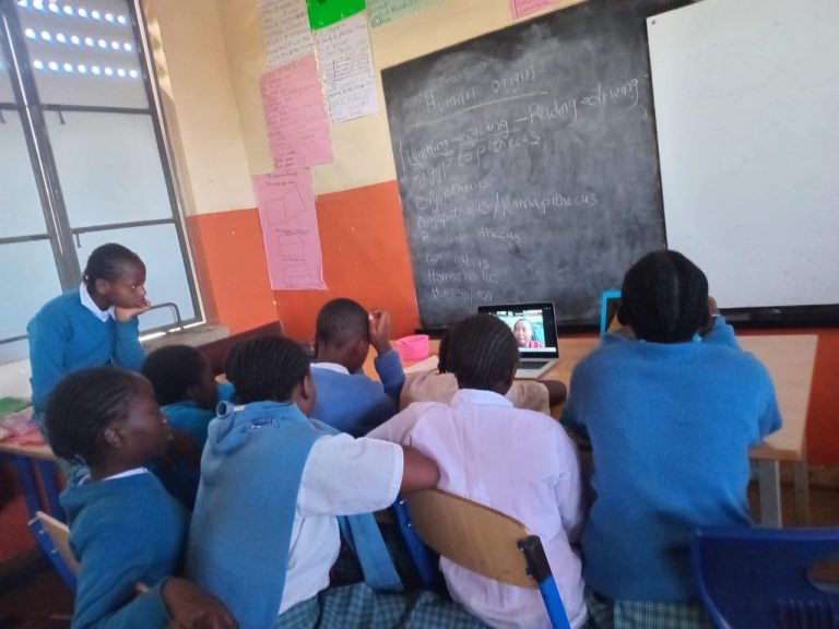 Learners in Mukuru Promotional Centre paying attention during the online conference.