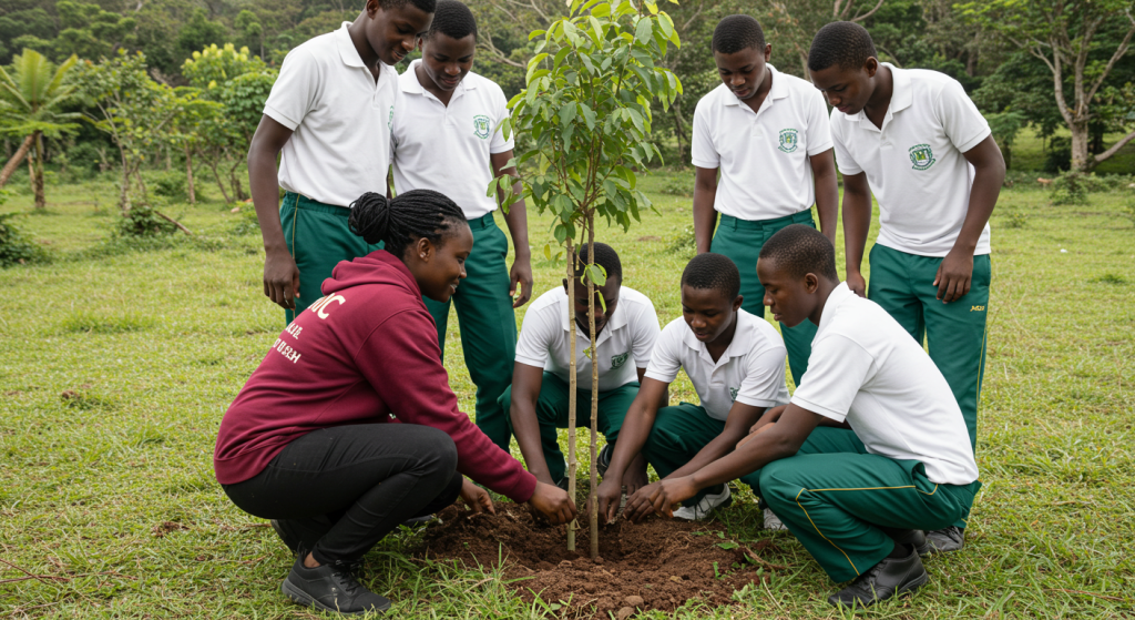 LCMC staff leads Edmund Rice centre students in planting trees as part of the greening initiative